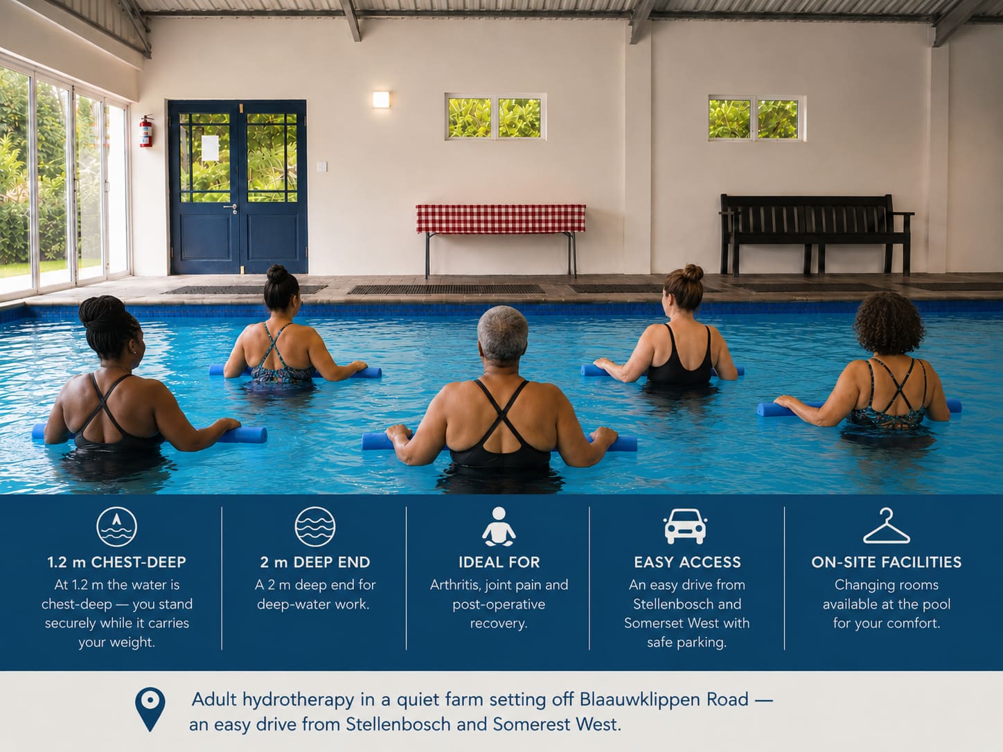 Heated indoor hydrotherapy pool off Blaauwklippen Road, Stellenbosch